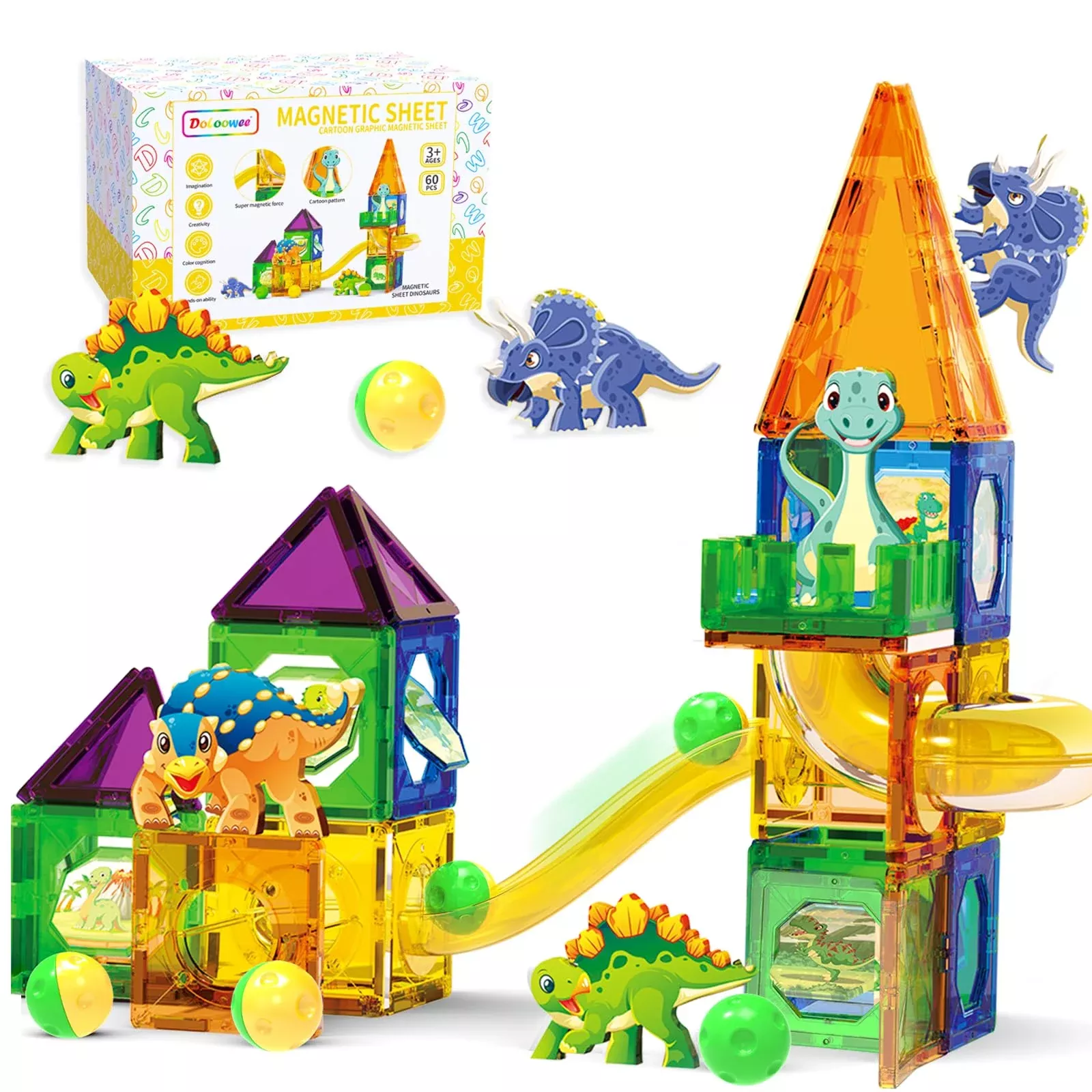 Dinosaur Magnetic Blocks Set, Upgrade Diy Magnets Building Blocks For