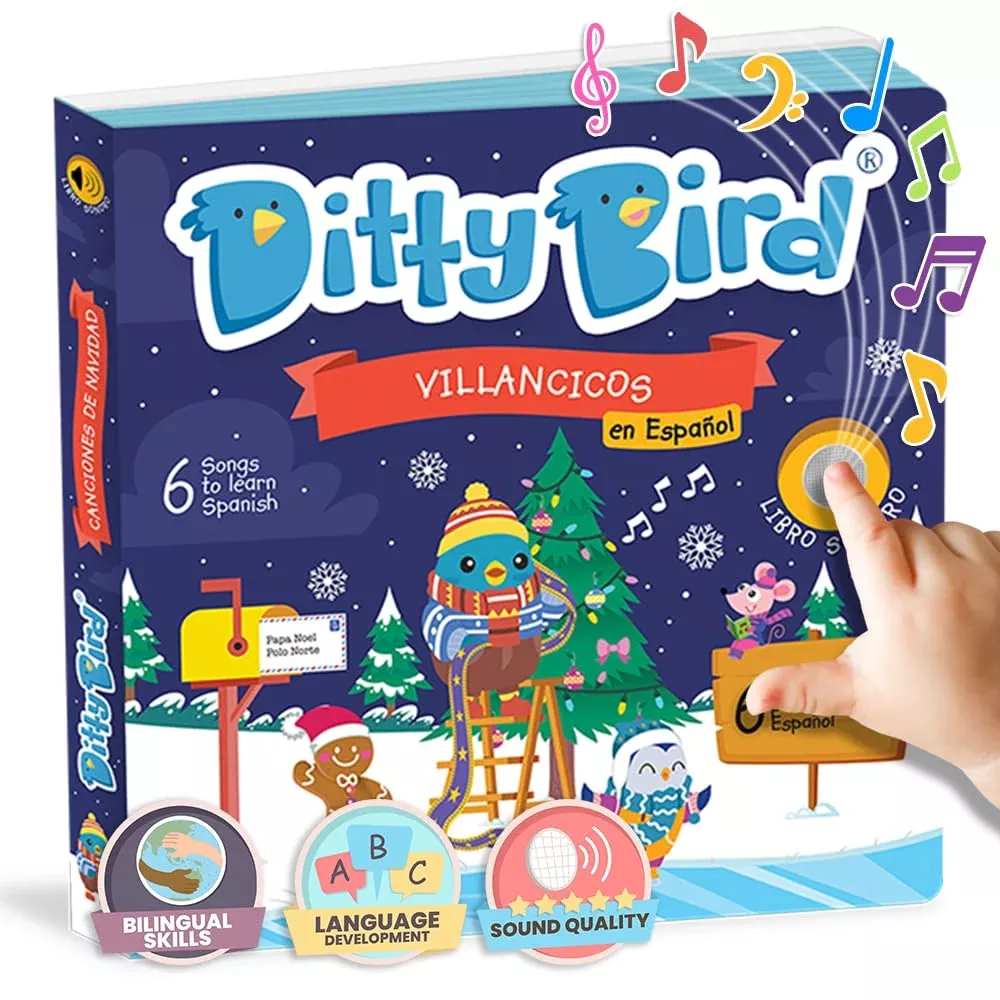 DITTY BIRD Sound Book for Toddlers 1-3 Bilingual Villancicos