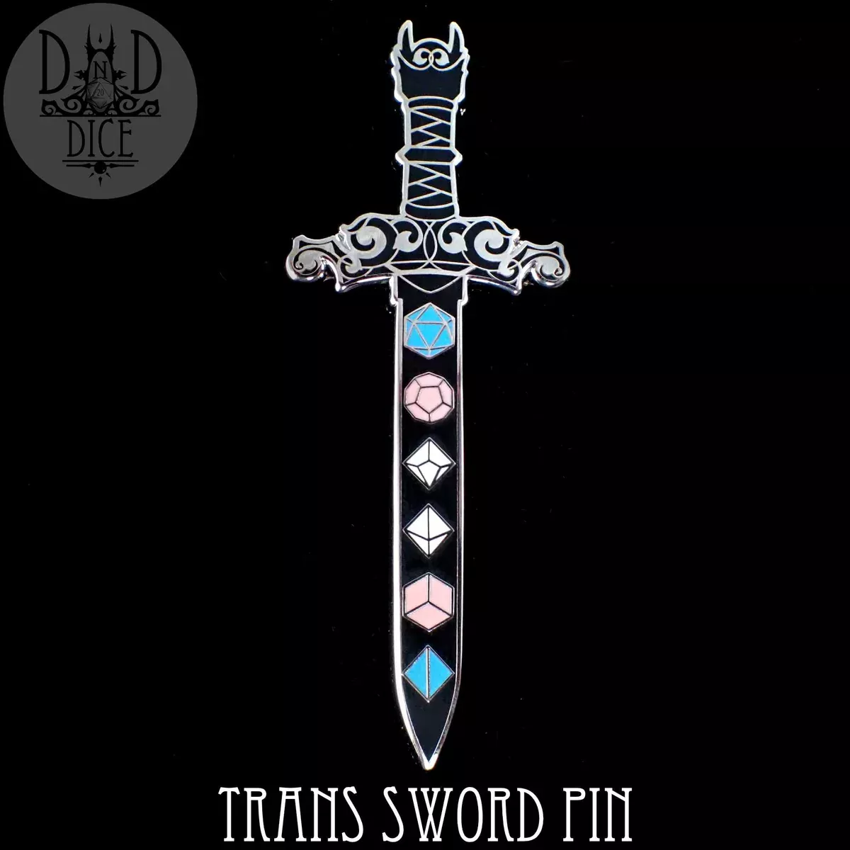 DND DICE Trans Sword Enamel Pin