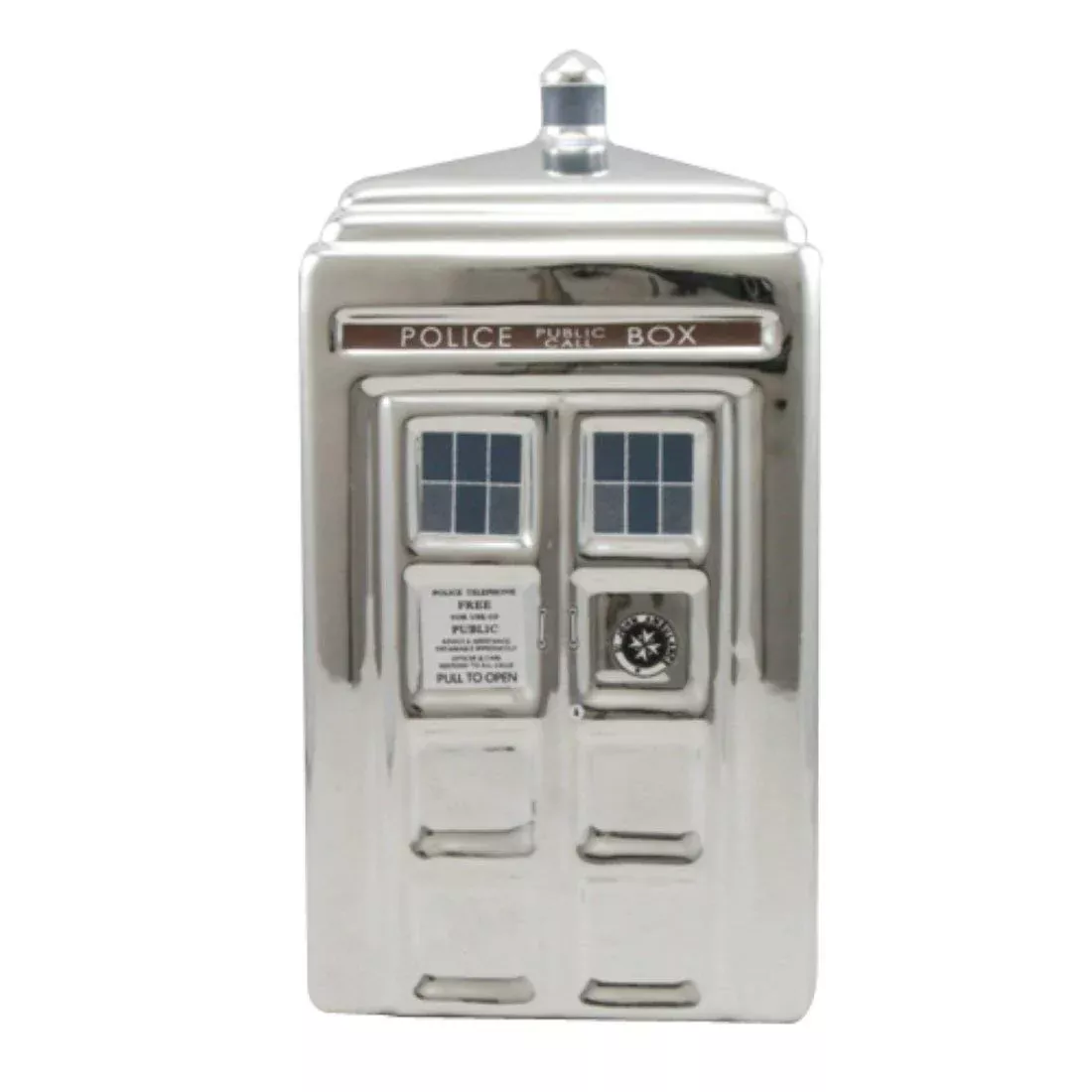 Doctor Who Ceramic Money Box - Silver TARDIS 50th Anniversary Edition