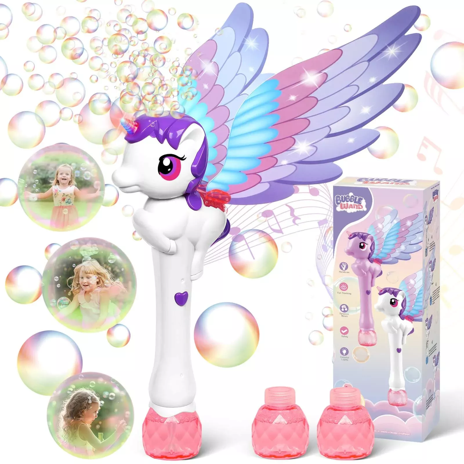 Dolanus Unicorn Bubble Wand for Kids, 10.4 Inches, White