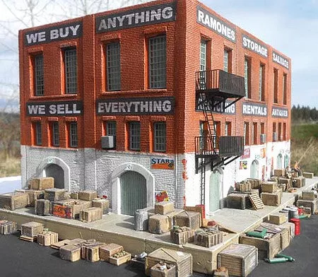 Downtown Deco 2026 N Scale Ramones Storage and Salvage -- Cast Hydrocal Kit - 7 x 5 x 4" 17.8 x 12.7 x 10.2cm