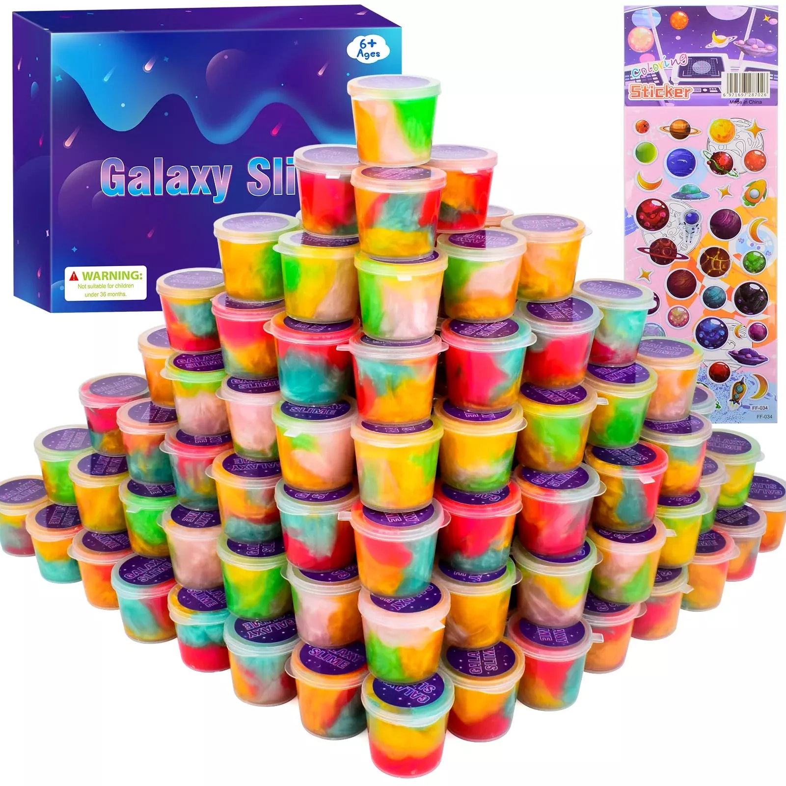 DUJUANHUA Galaxy Slime Kit 68-Pack Mini Slimes Deep Blue Small