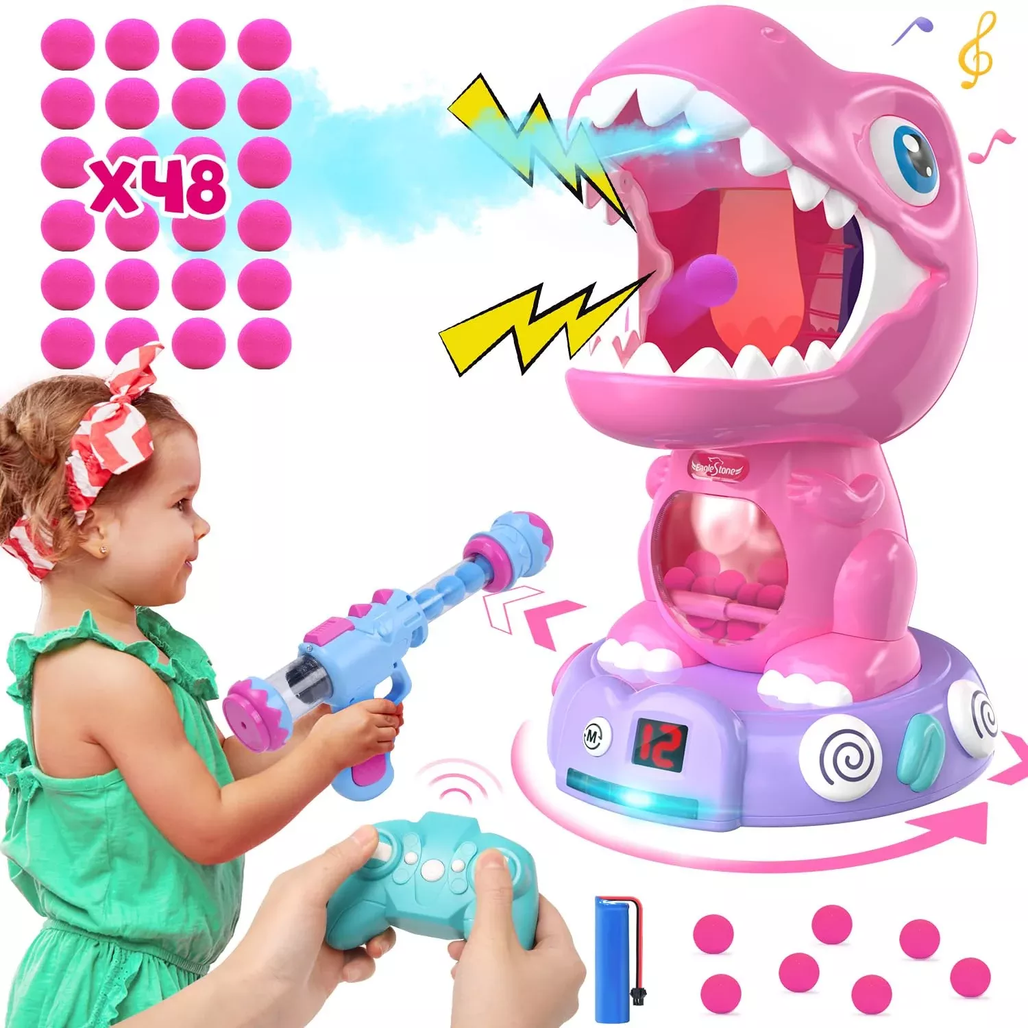 Eaglestone Remote Control Dinosaur Shooting Toys For Boys &Girls, Elec