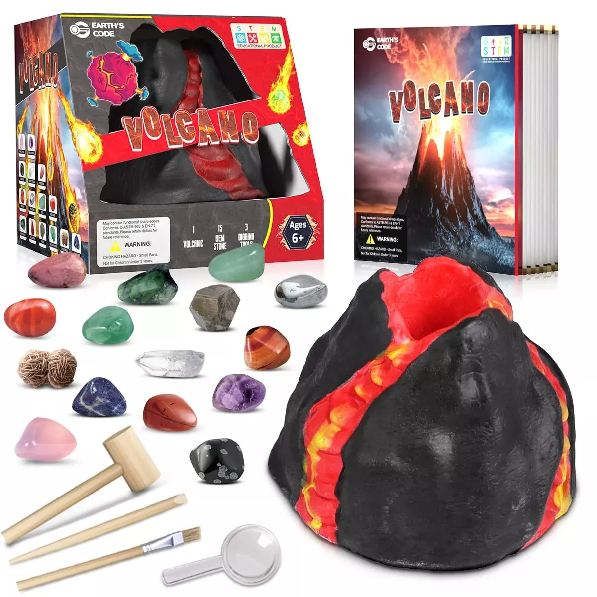 Earth'Scode Volcano Gemstone Dig Kit, Science Stem Educational Toys Gi