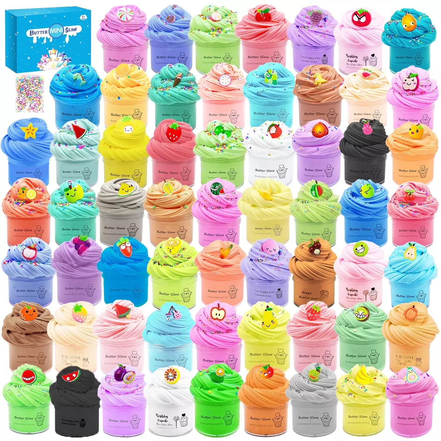 EASYCITY Mini Butter Slime Kit, 41 Pack, Rose & White, Medium