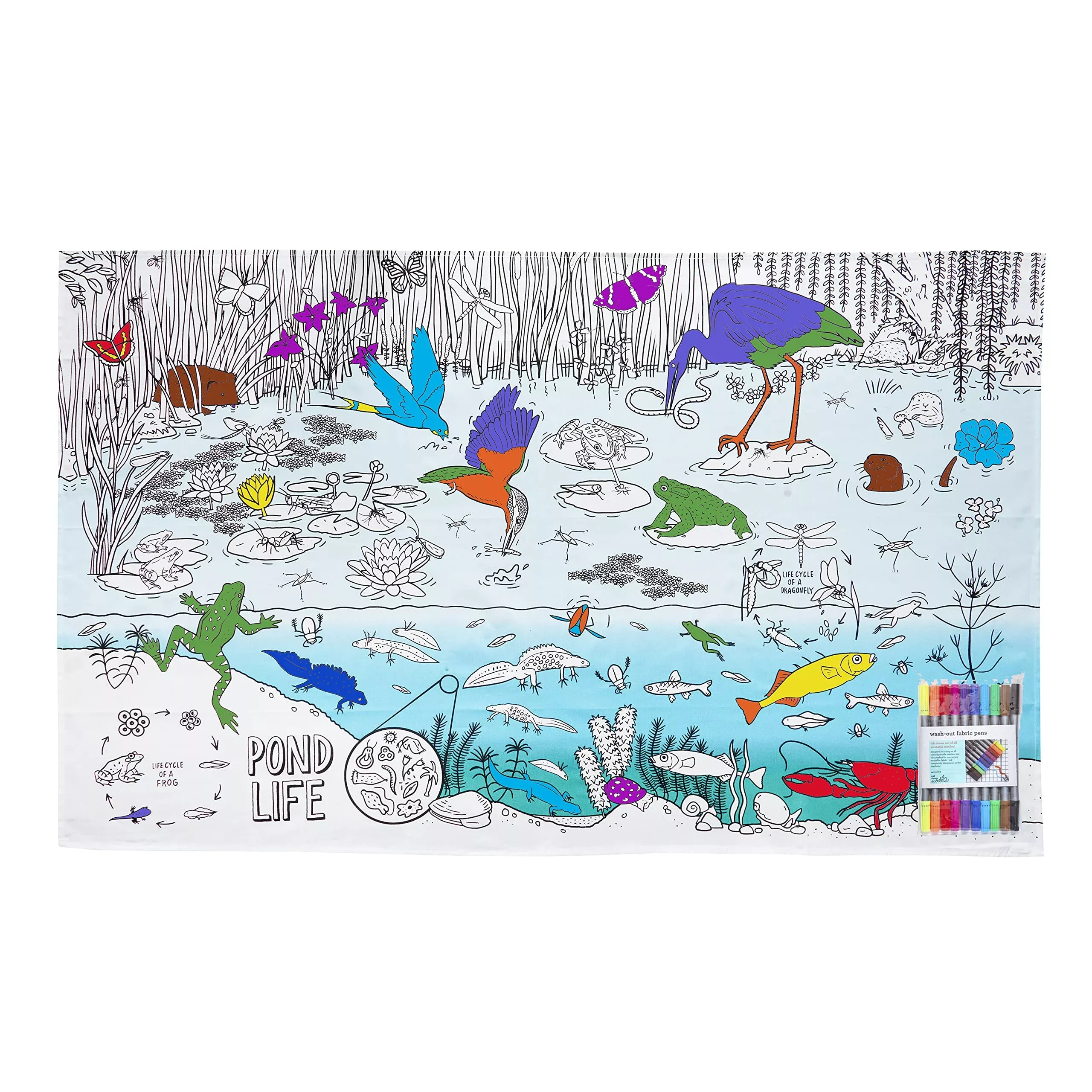 eatsleepdoodle Pond Life Coloring Tablecloth 50x33in White 10 Mark