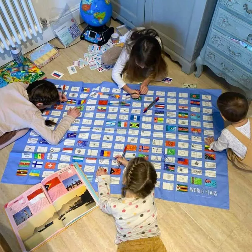 eatsleepdoodle World Flags Tablecloth for Creative Learning, 130x85cm