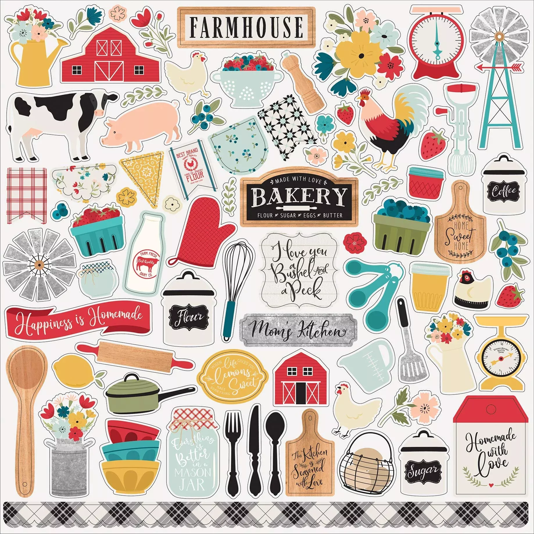 Echo Park Paper Co. Farmhouse Kitchen Element Sticker, 12-X-12-Inch, R