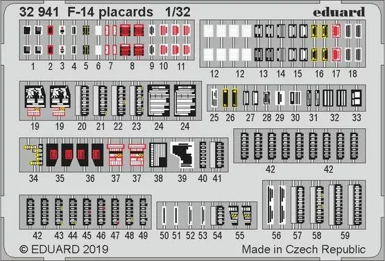 Eduard 32941 1/32 Aircraft- F14 Placards for TAM (Painted)