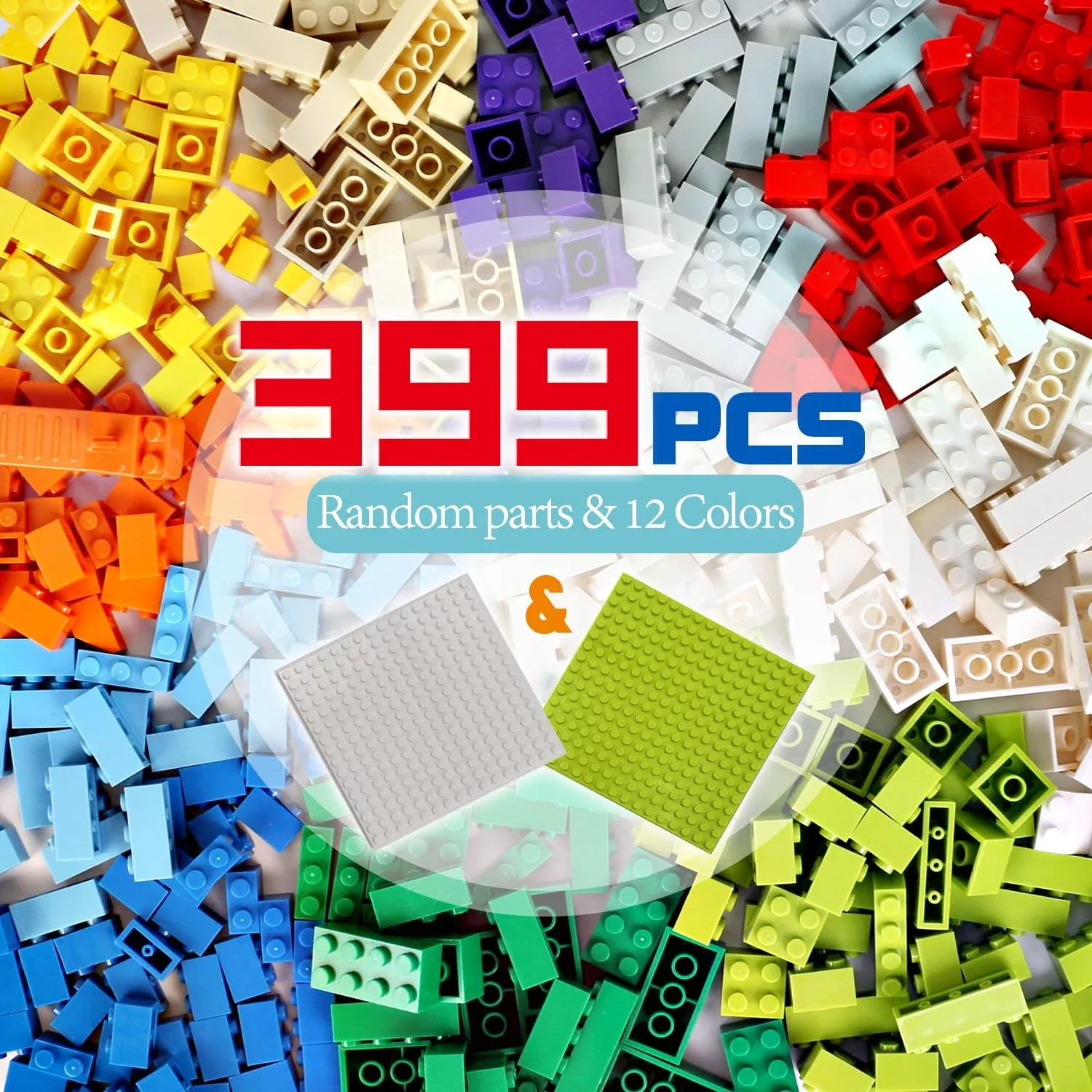 Ekuzi Classic Building Bricks 399 Pieces High Bulk Building Blocks & 2