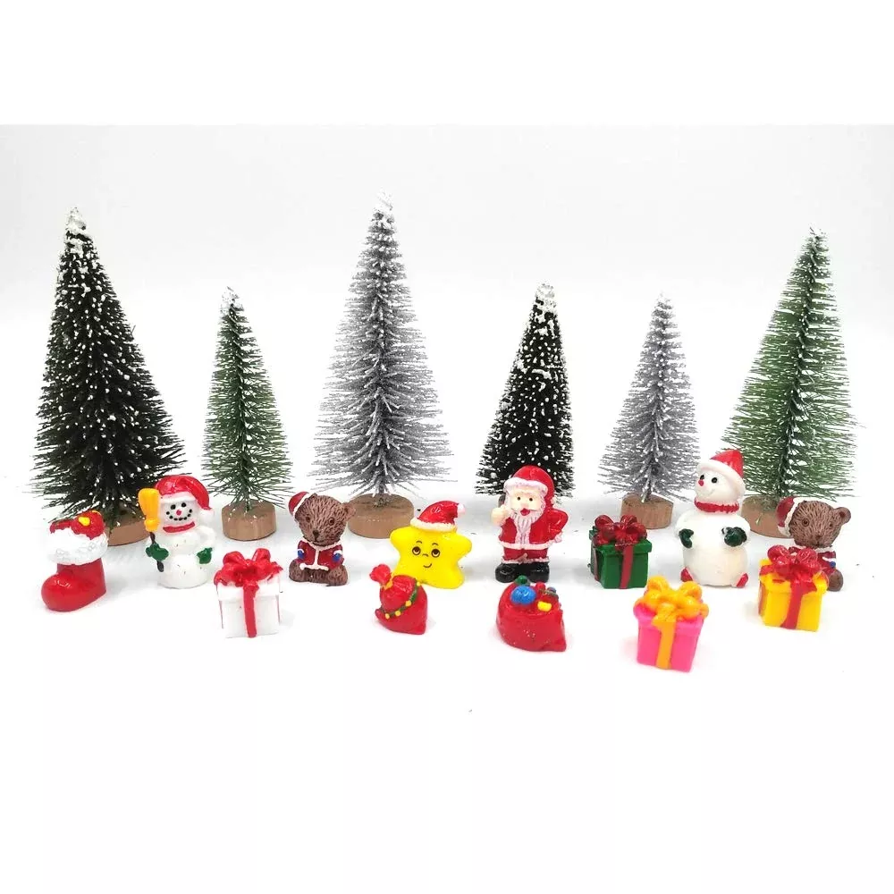 Emien 19 Pieces Christmas Miniature Ornament Kits Set For Diy Fairy Ga