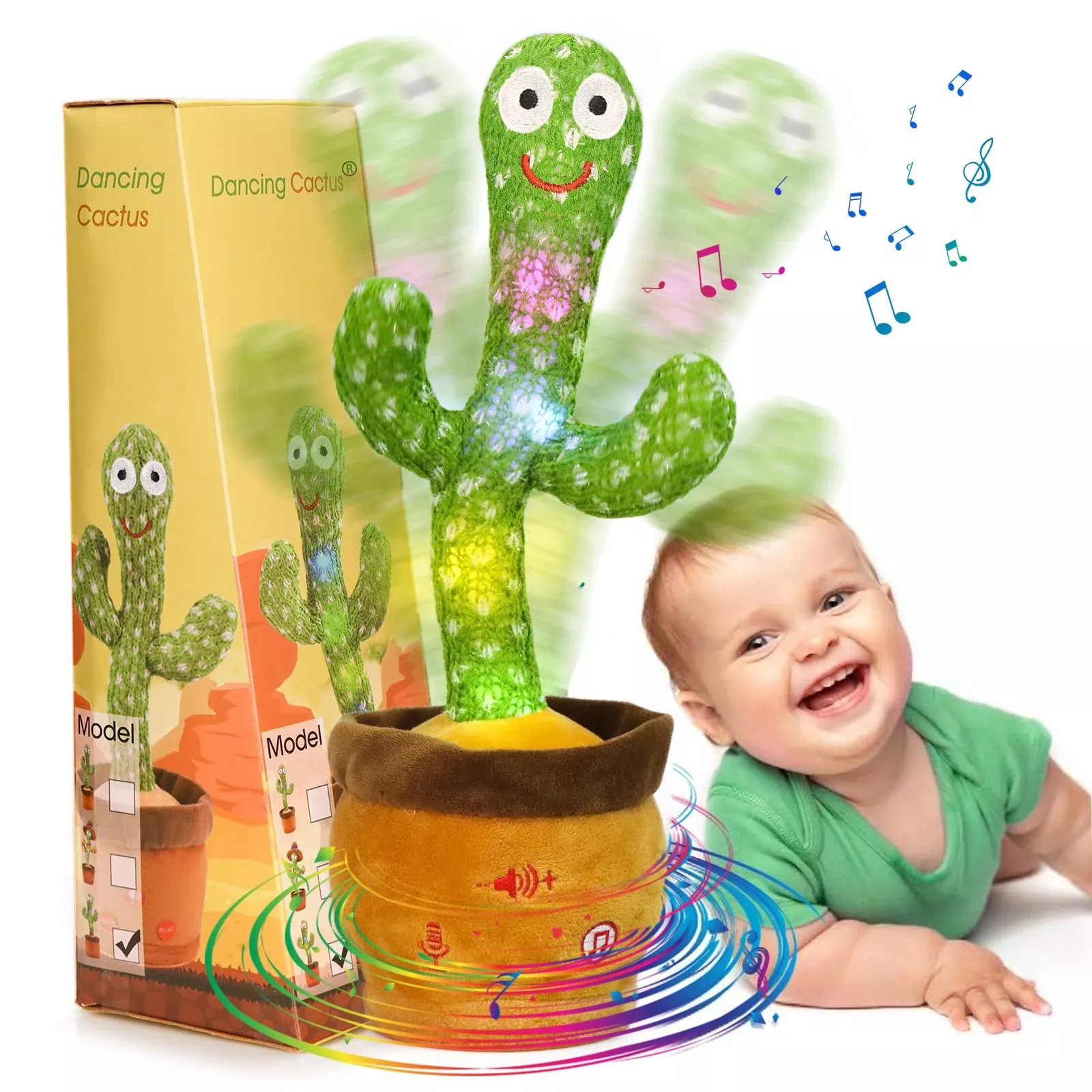 Emoin Dancing Cactus Toy - Halloween Skeleton Mimicking Skull, Glowing