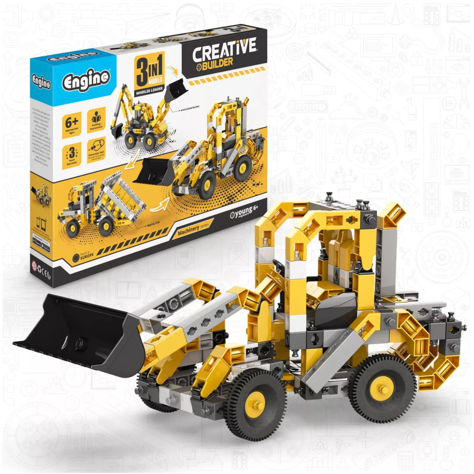 Engino Creative Builder- Wheeled Loader- 3-In-1, Educational Toys For