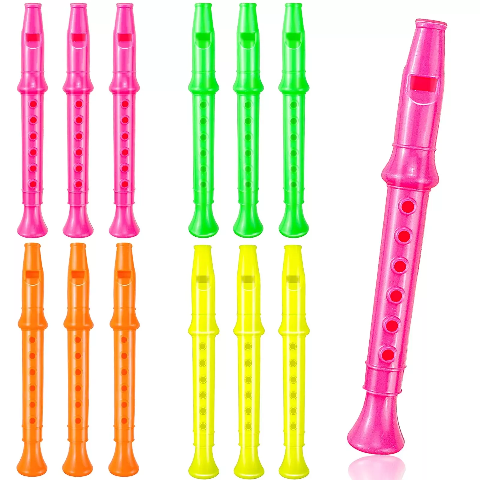 Etmact 5.5 Inches Plastic Recorders - Pack Of 12 - Mixed Color Plastic