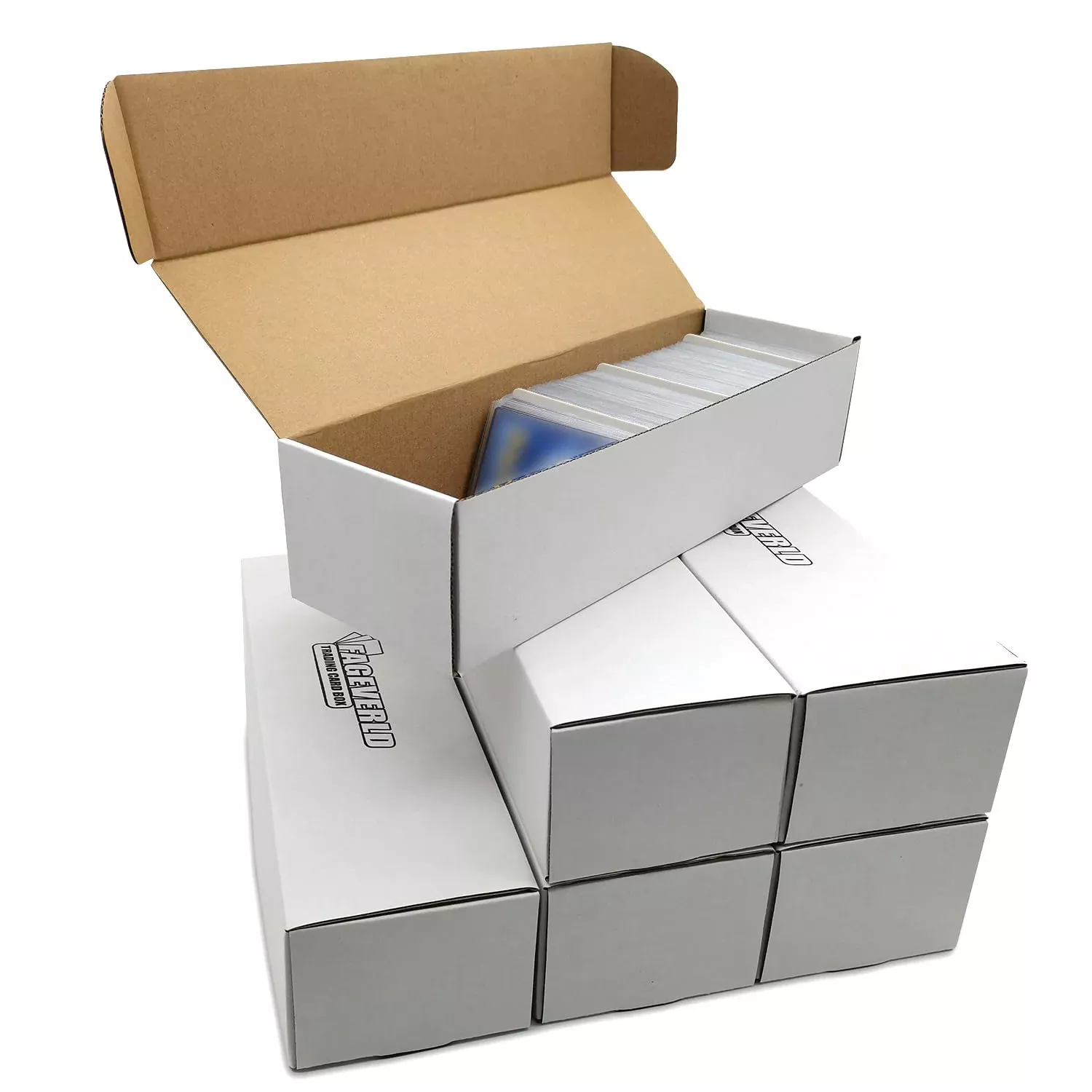 Fageverld Trading Card Storage Boxes for Collectibles, 6 Count, White