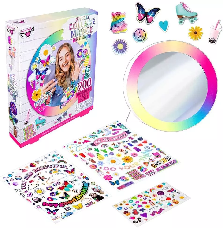 Fashion Angels Repositionable Sticker Decals with Mirror, 200 Stickers