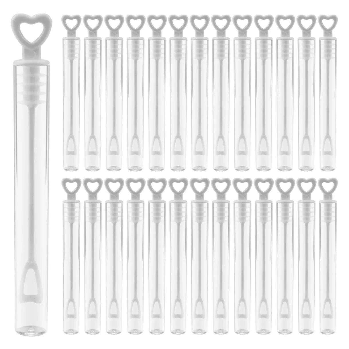 Faxco Heart Bubble Wands for Weddings, 50 pcs, 15cm, White