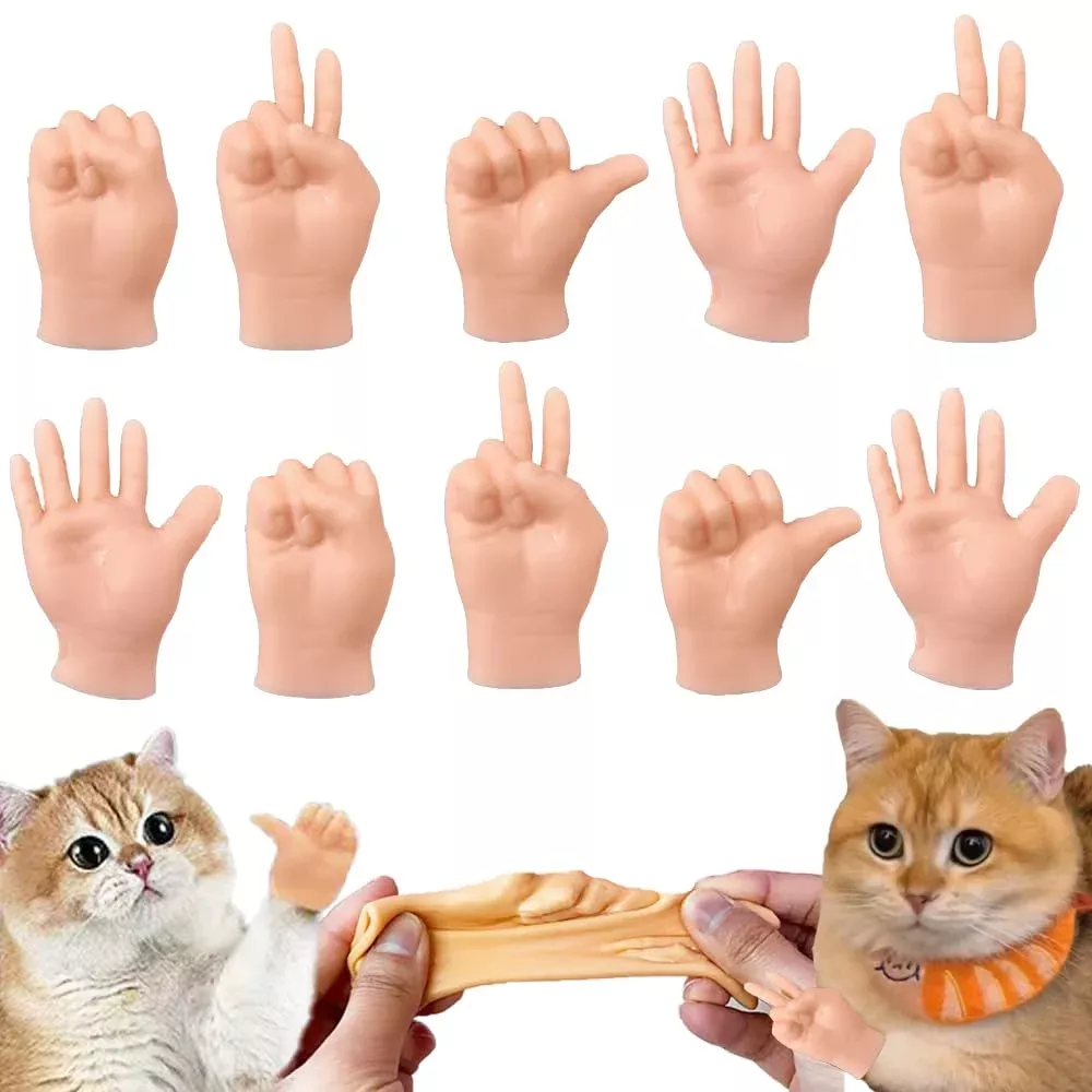 fnqiank Mini Hands for Cats - 10 Pack, Stretchable, 2.4