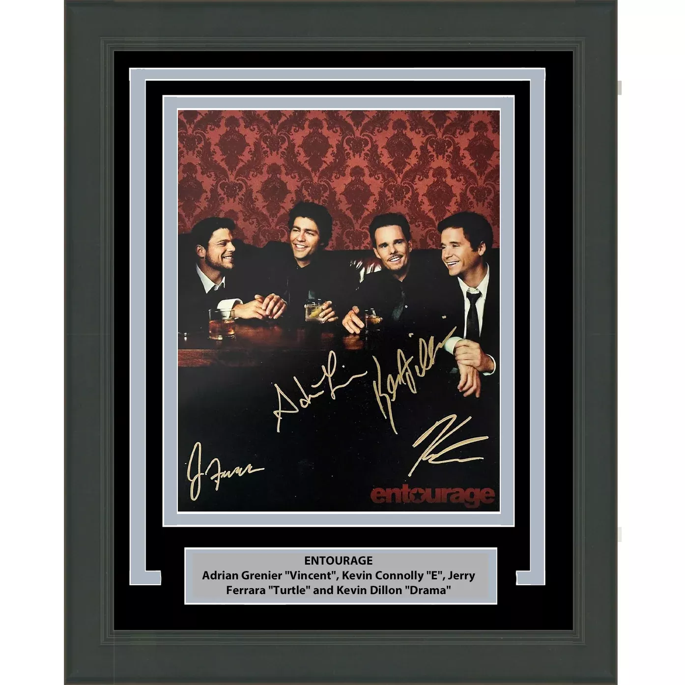 Framed Autographed/Signed Entourage 4x Cast Adrian Grenier Kevin Connolly Jerry Ferrara Kevin Dillon 8x10 Photo JSA COA