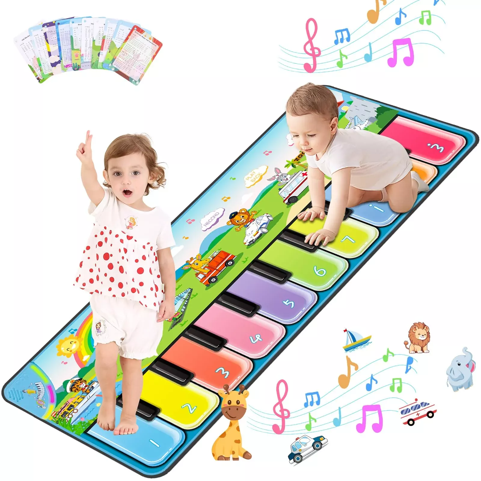 FUCEORUY Piano Mat for Toddlers 1-3 Educational Music Toy Medium Red