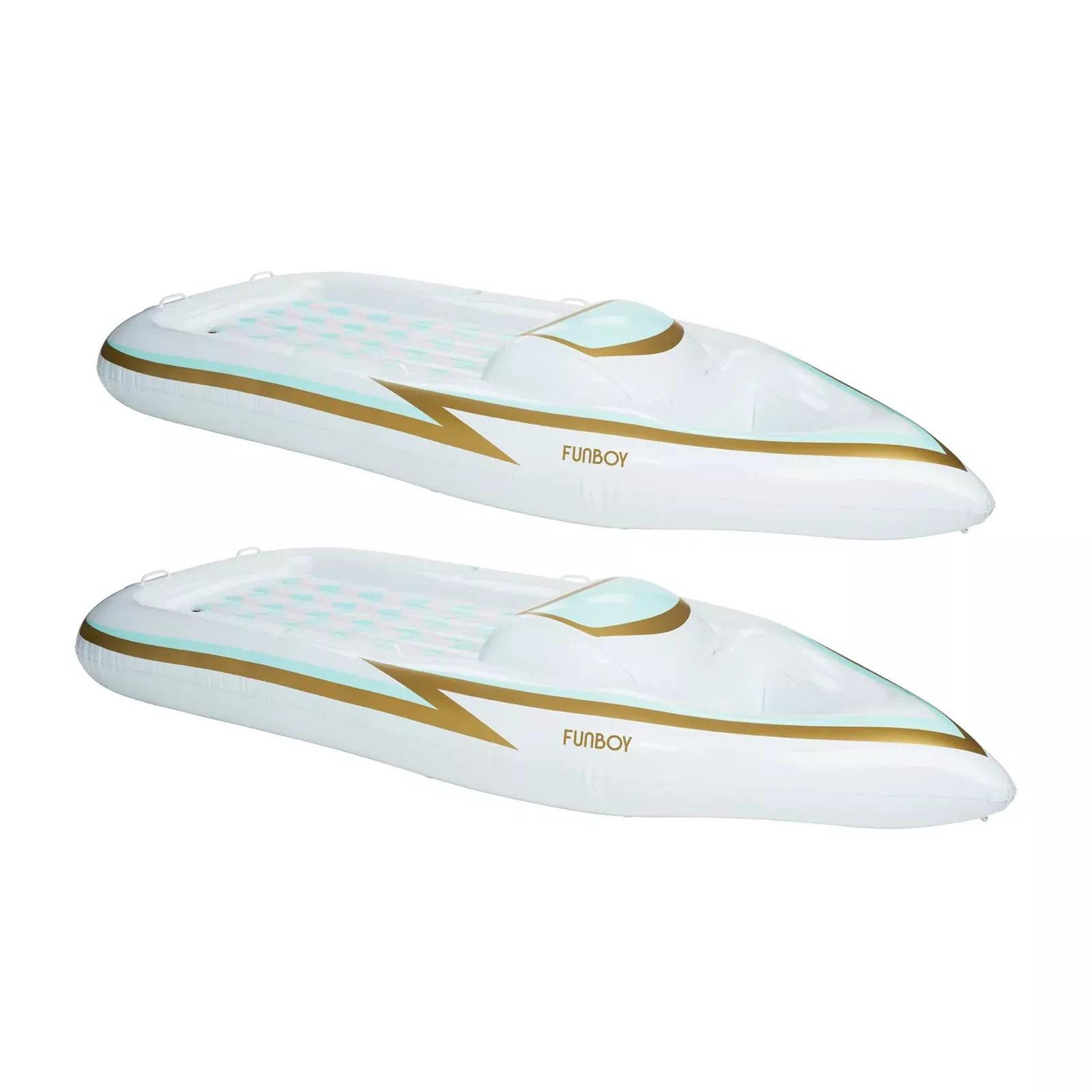 FUNBOY Yacht Speed Boat Pool Float 2-Pack - Oversized, Cooler, White