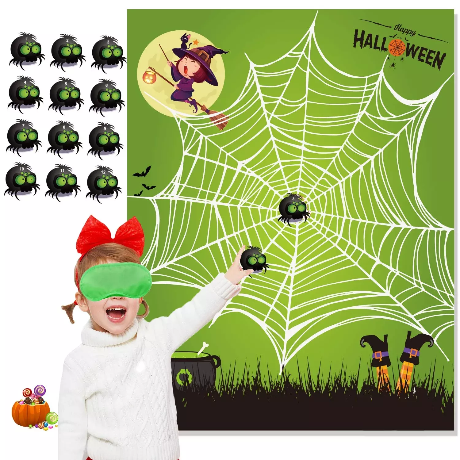 Funnlot Pin The Tail Halloween Kids Halloween Games Party Pin The Spider On The Web Game Halloween Party Games For Kids Halloween Party Activities Halloween Pin The Tail Game