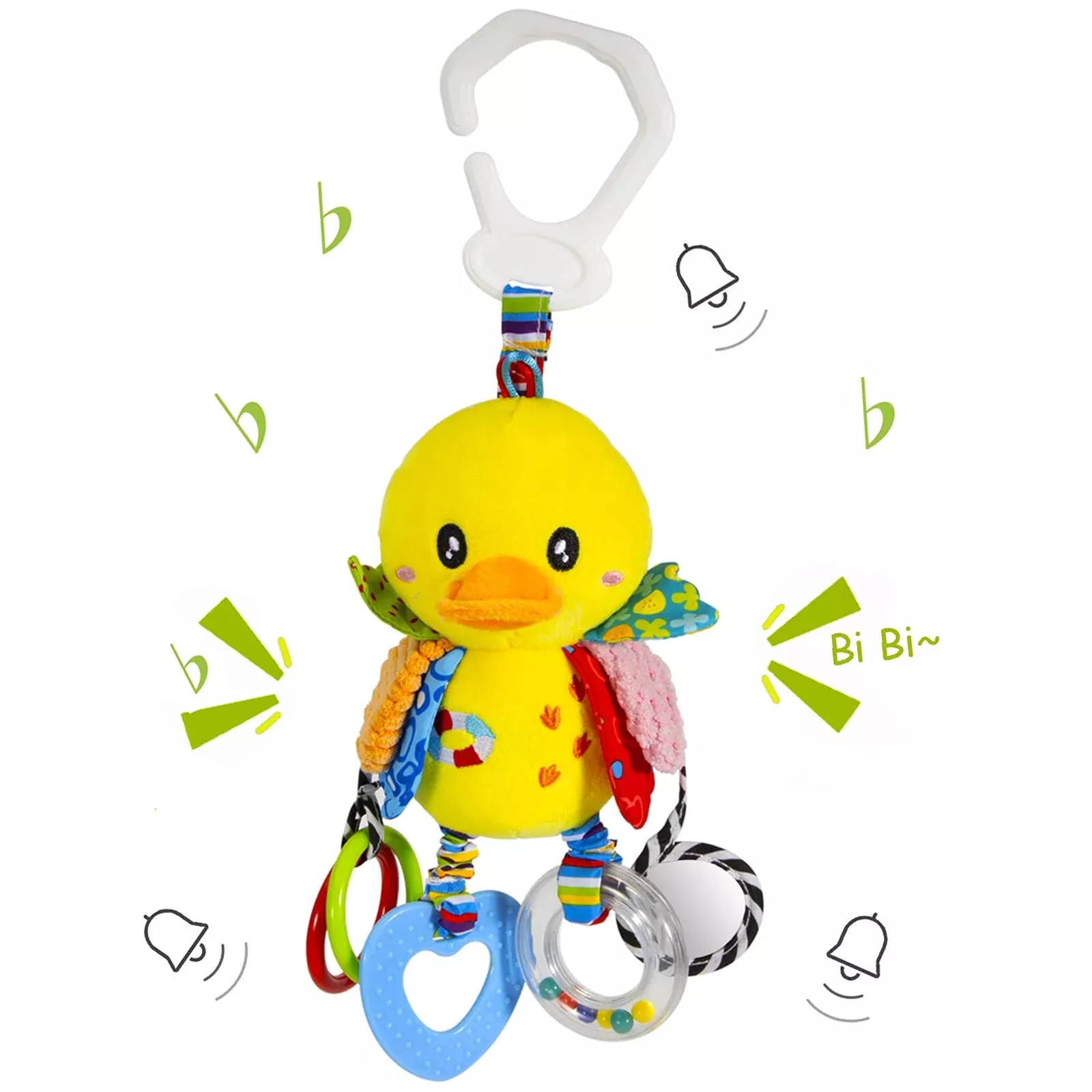 Funsland Baby Stroller Toy with Teether - Little Duck, Medium Size