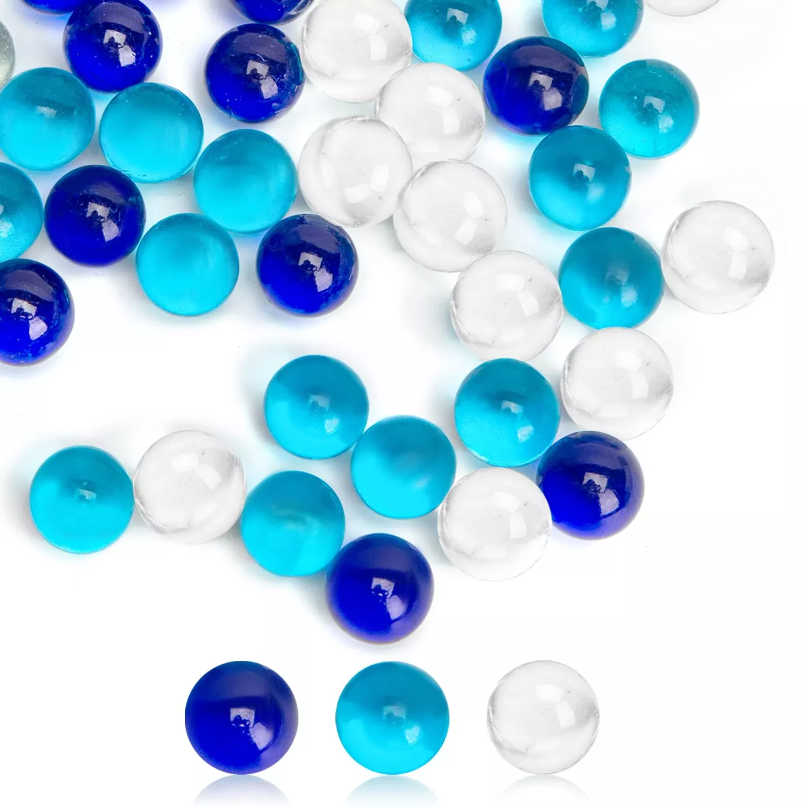 FUTUREPLUSX Glass Marbles Set 75 PCS Ocean Theme Blue Medium