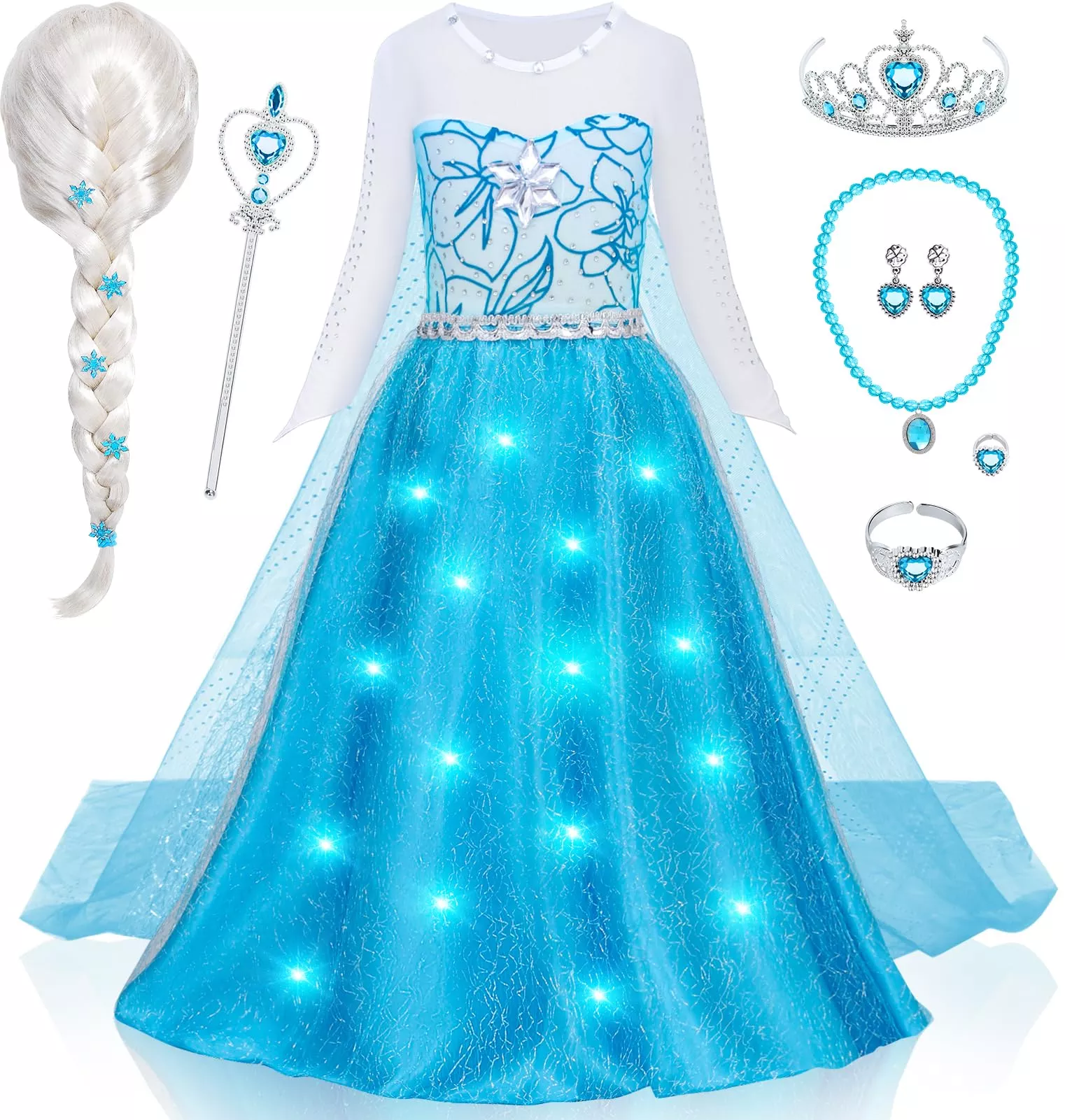 G.C Princess Costume Set for Girls, Blue, Size 110 (3-4 Years),