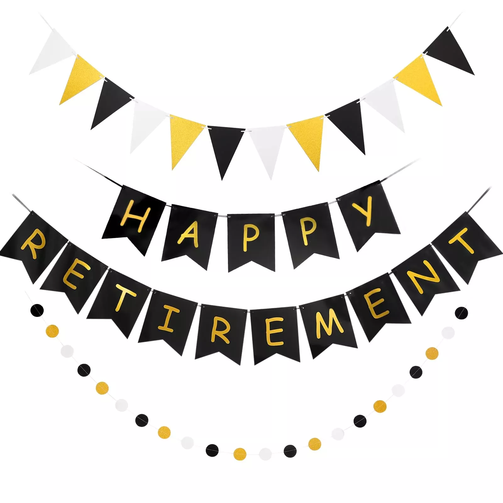 GAGAKU Retirement Banner, Black, Medium, Eco-Friendly Card Stock