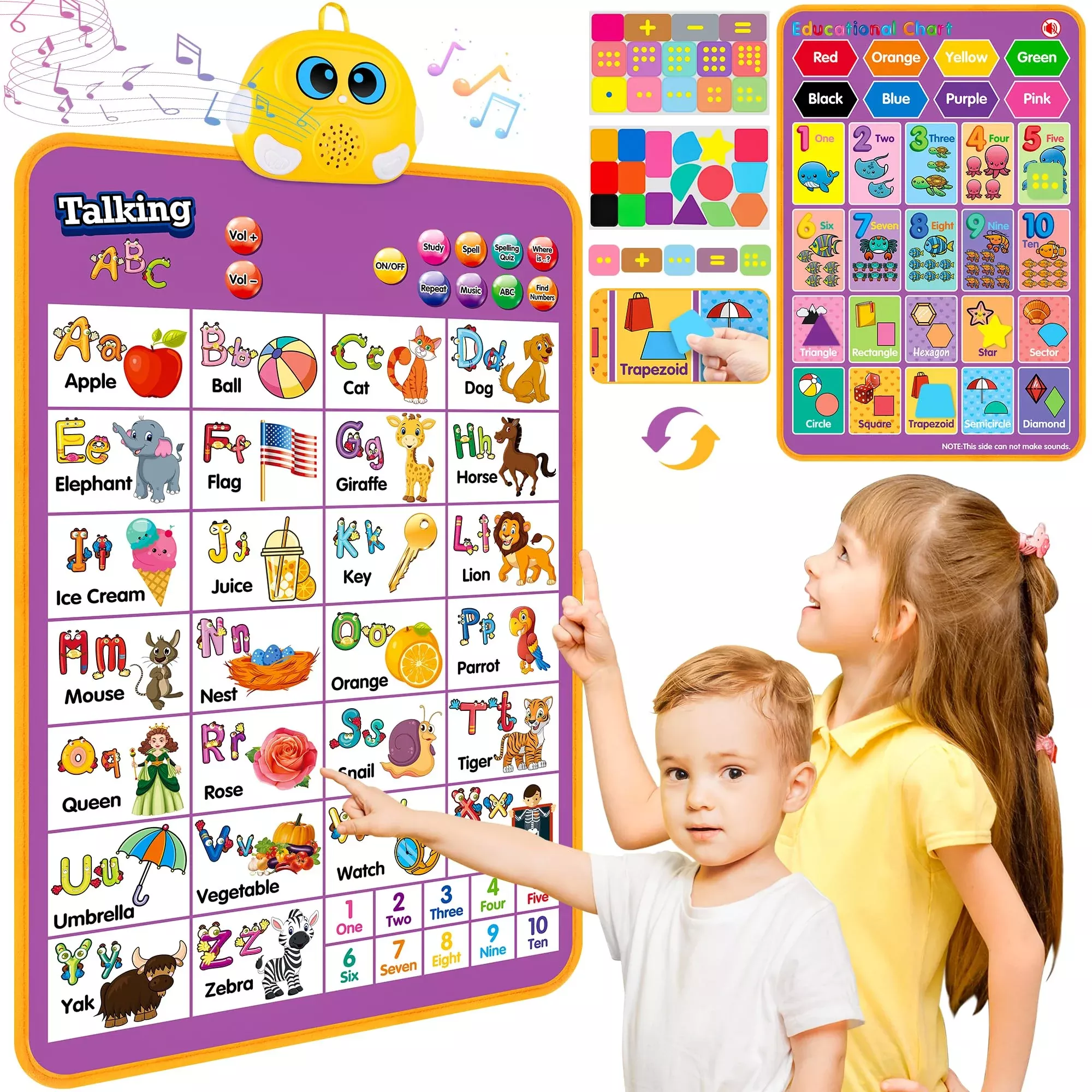 GaHoo Alphabet Wall Chart, Interactive Learning Toy, Purple, 16"x24"
