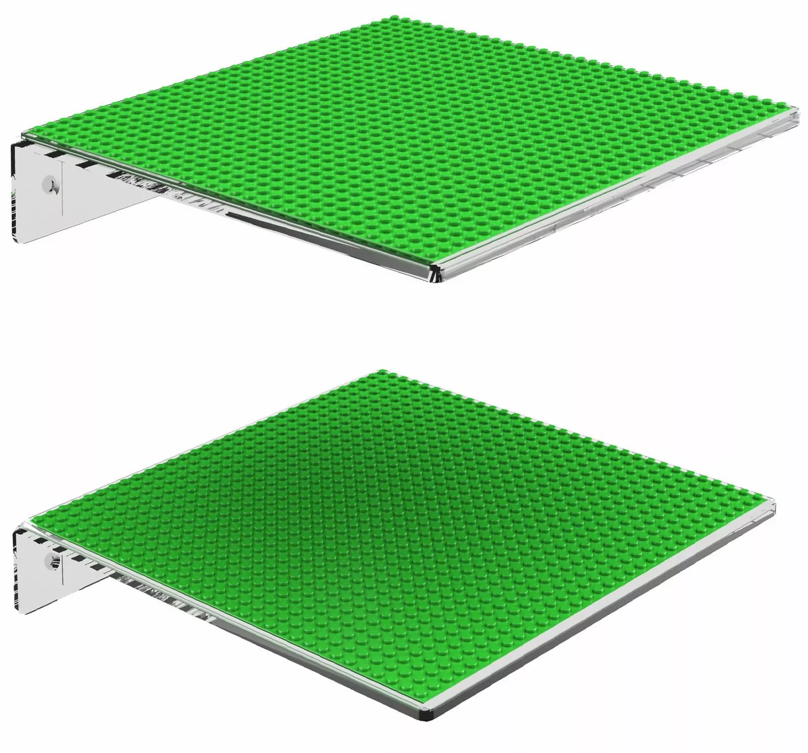 GALVANOX Wall Mounted Acrylic Shelf for Building Bricks 10" Clear 2 Pack