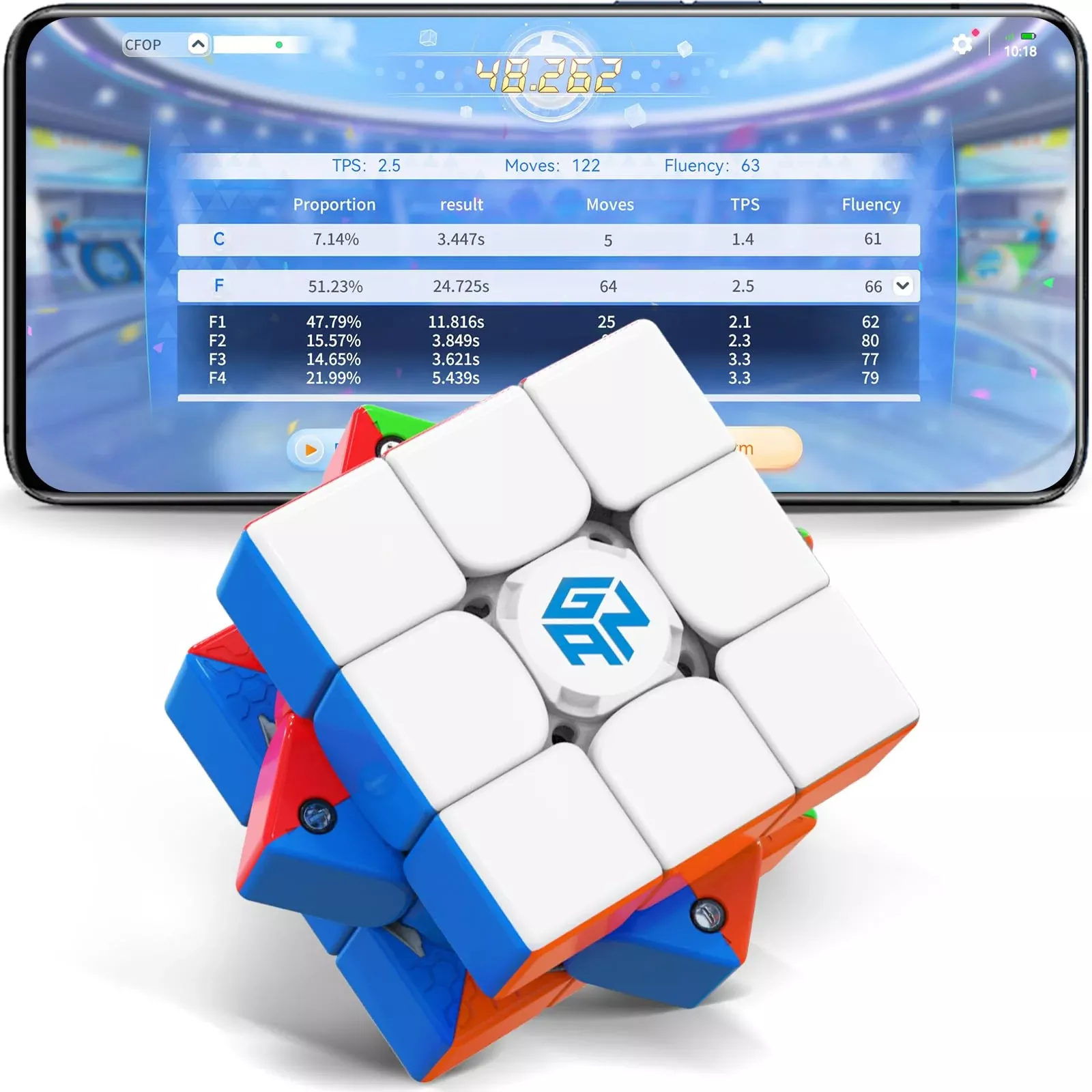 GAN 356 i 3 Stickerless Speed Cube - Magnetic 3x3 Smart Cube, Rotation