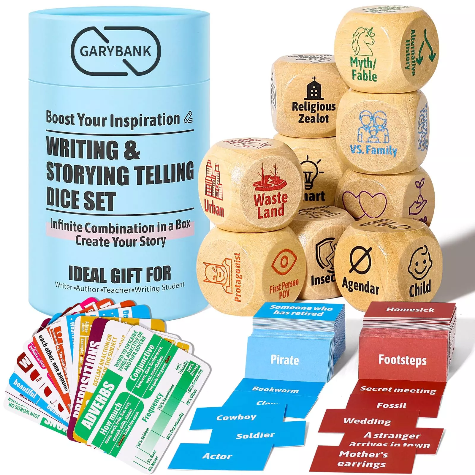 Garybank Writing Dice Set - Creative Storytelling, Brown, 9 Dice