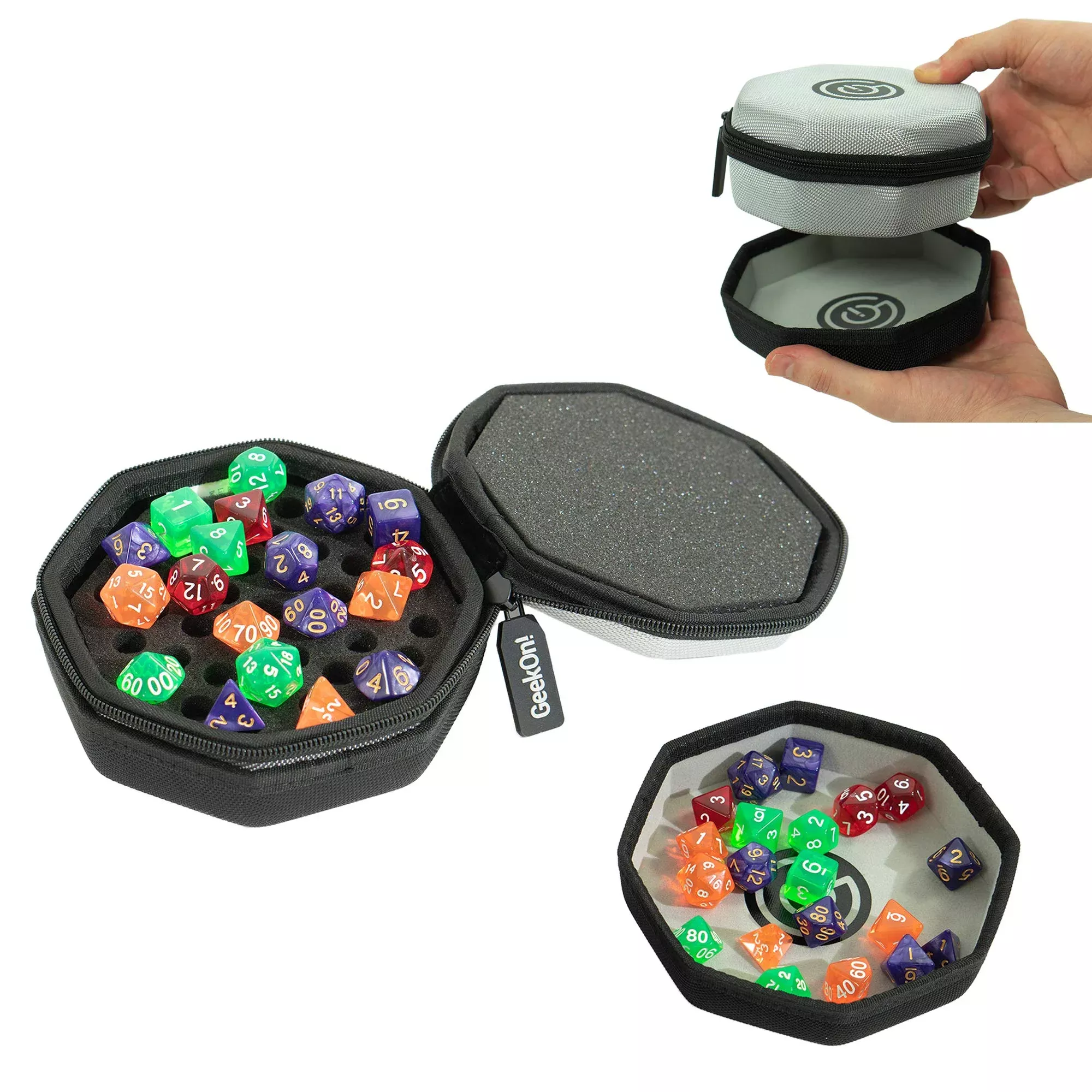 GEEKON Dice Case for RPGs, Medium, Gray, Holds 75 Dice