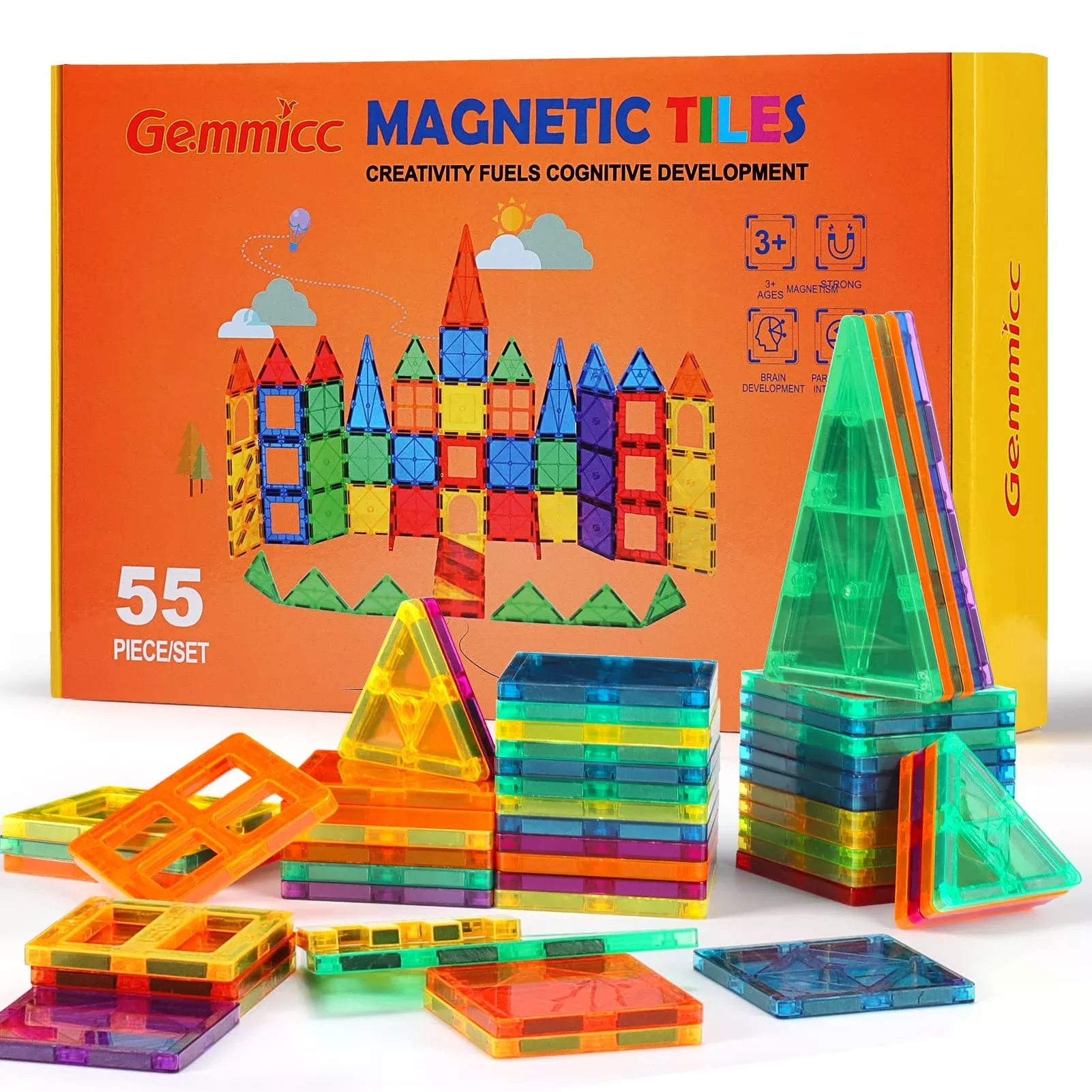 Gemmicc Magnetic Tiles, Magnet Toys Building Blocks For Kids, Stem App