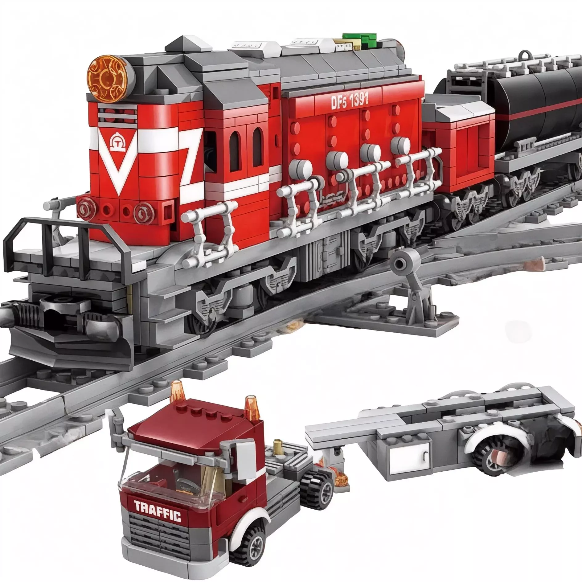 General Jim's Red Diesel Cargo Train Set 31" L Gauge 1002 Pieces