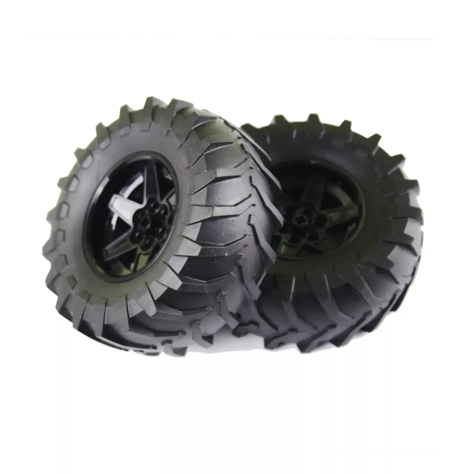 Generic Building Blocks Tyres 107x44mm Black 2pcs with Rims