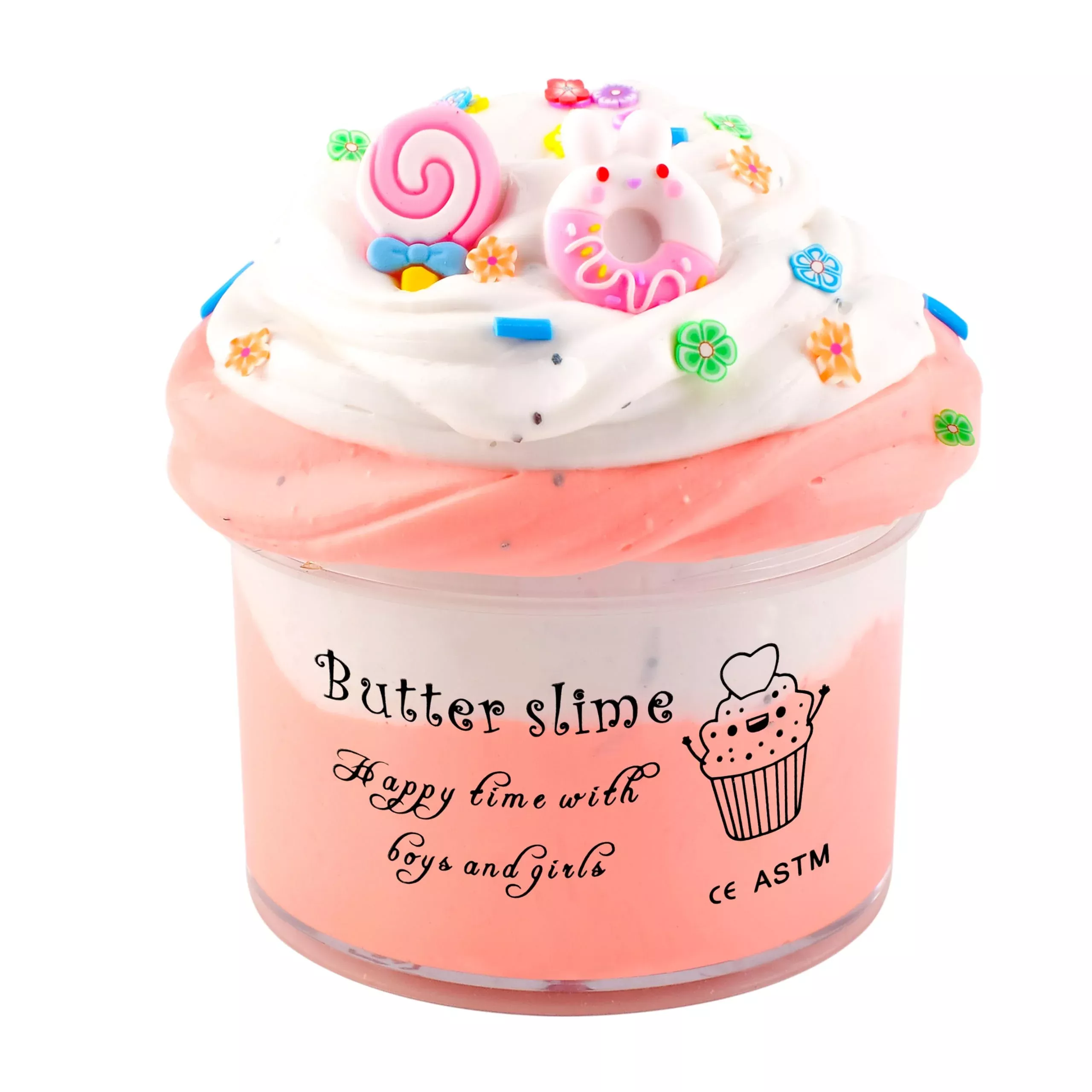 Generic Pink Butter Slime, Lollipop And Round Bunny Add Ins, Super Sof