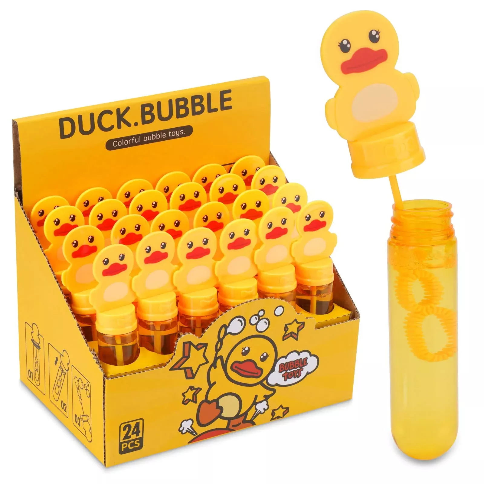 Generic Rubber Duck Bubble Toy 24 Pack, Yellow, 5.6 Inch