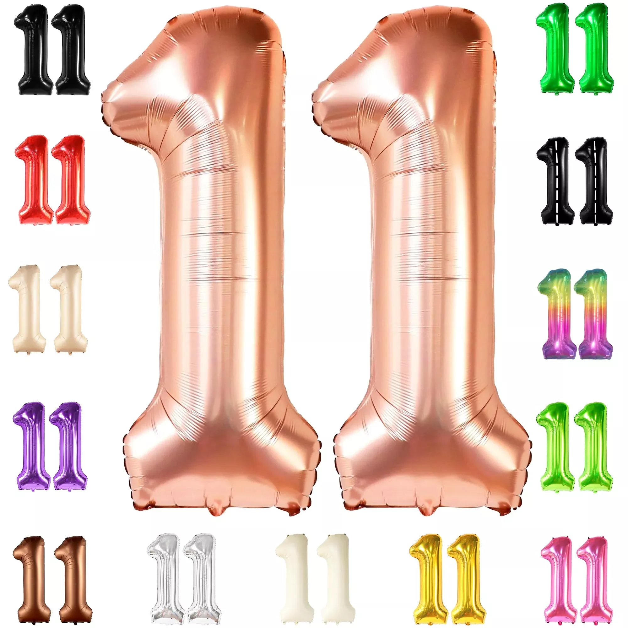 Giant, Rose Gold 11 Balloons Number - 40 Inch | Rose Gold 11Th Birthday Decorations For Girls | Number 11 Balloons For Birthdays Party | 11 Birthday Balloons For Girls | Preppy Birthday Decorations 11