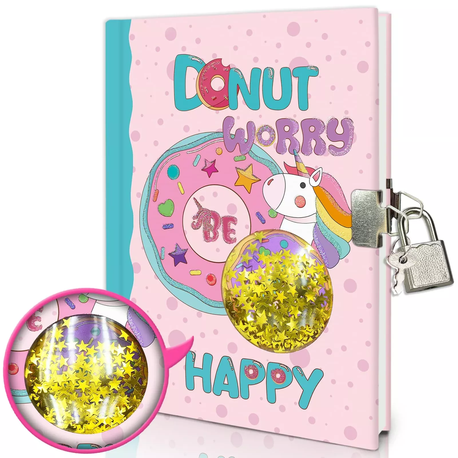 GINMLYDA Girls Journal with Lock & Key, 7x5.25 inches,