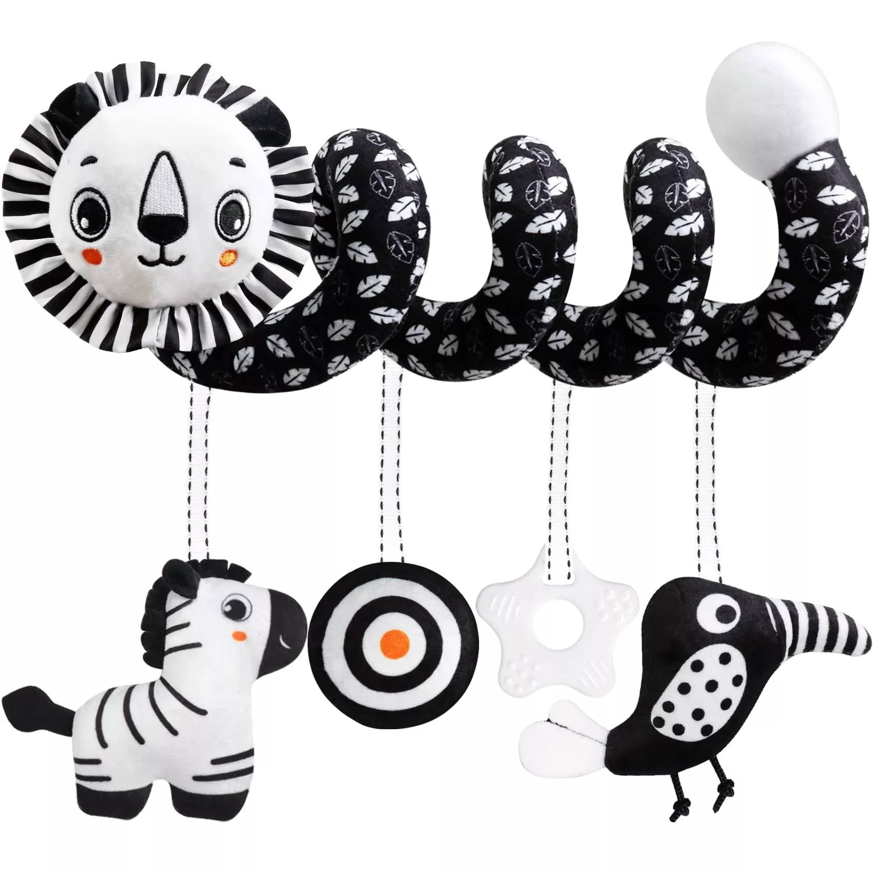 GKDOMS Baby Carseat Toy Black & White Rattle Spiral Medium Size