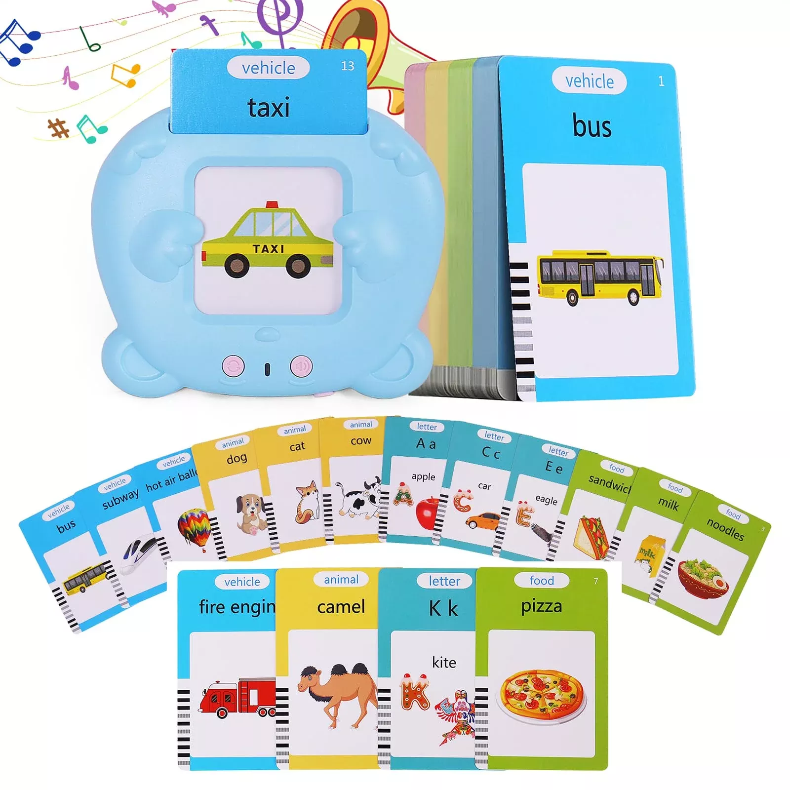 GlobalTronics Talking Flash Cards for Toddlers, Blue, Medium Size