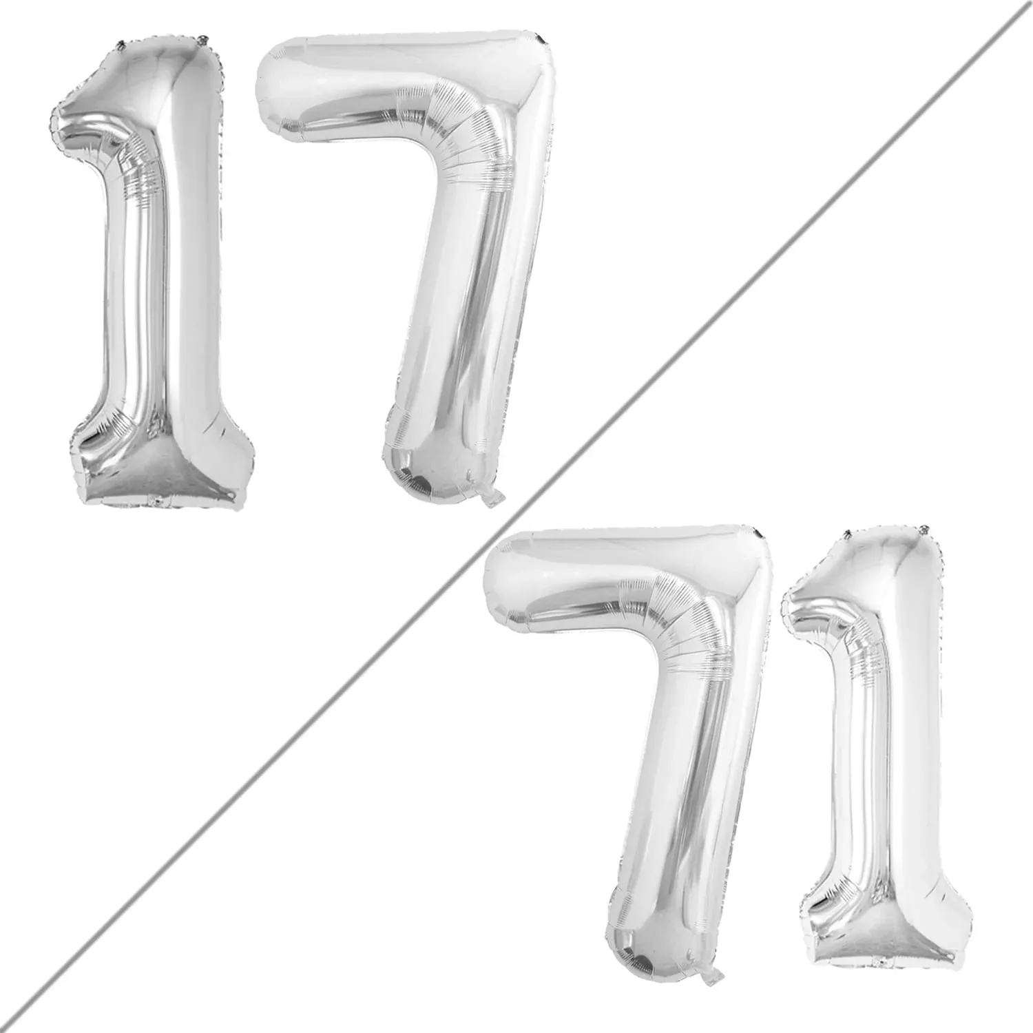GOER Reinforced Balloons for Events, 17"/71", Silver, PA/AL