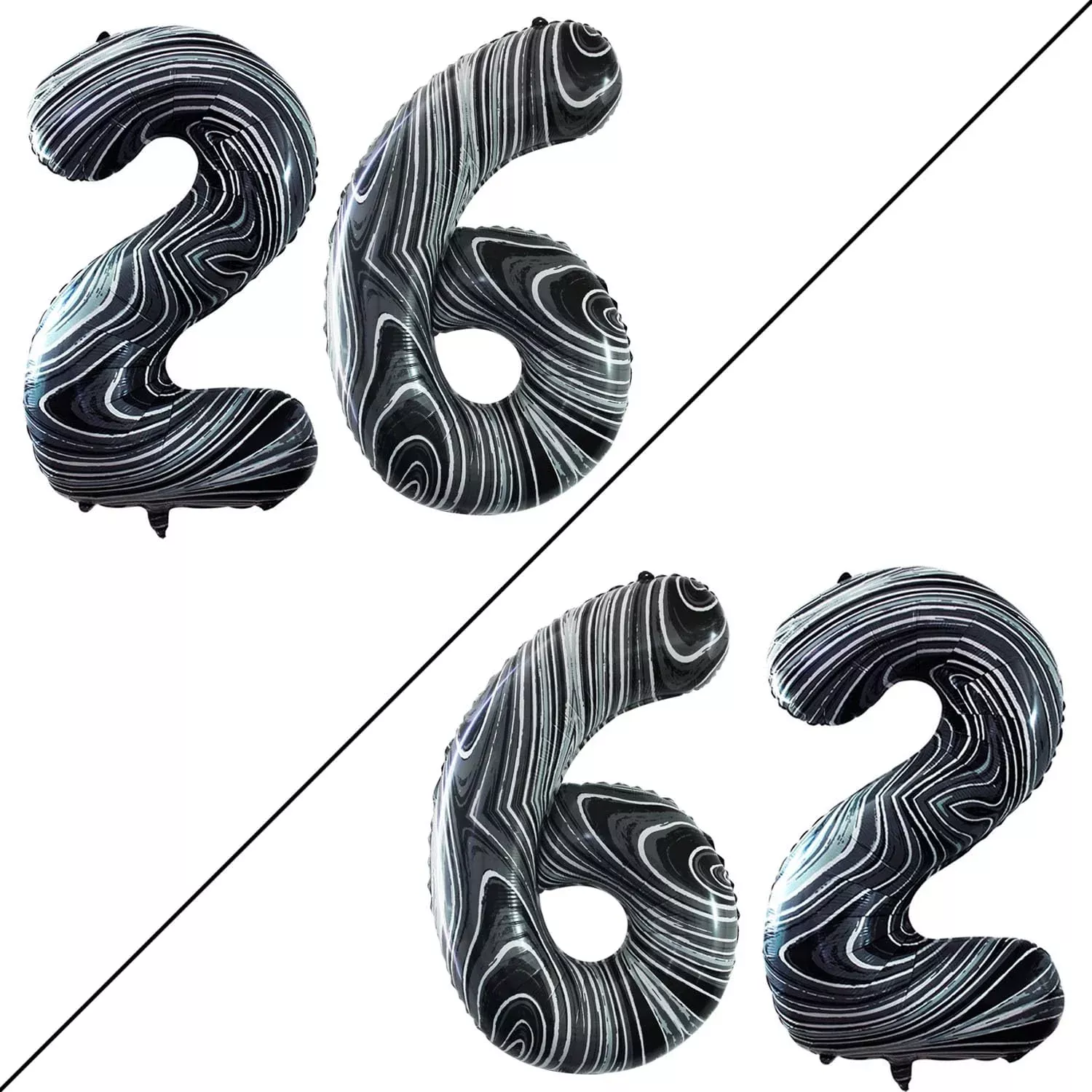 GOER Reinforced Balloons for Events - Marble Black - 26/62 Size