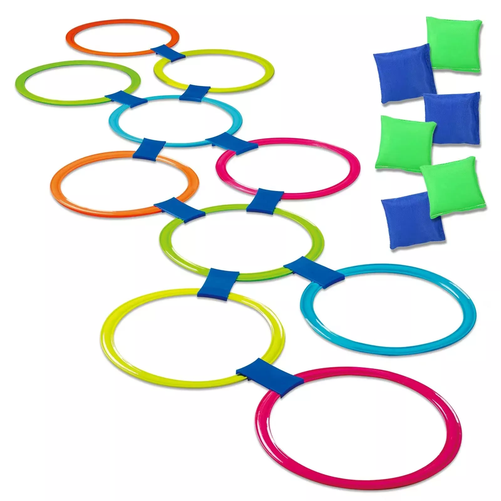 GOODLYSPORTS 2-In-1 Hopscotch & Bean Bag Toss Game for Kids
