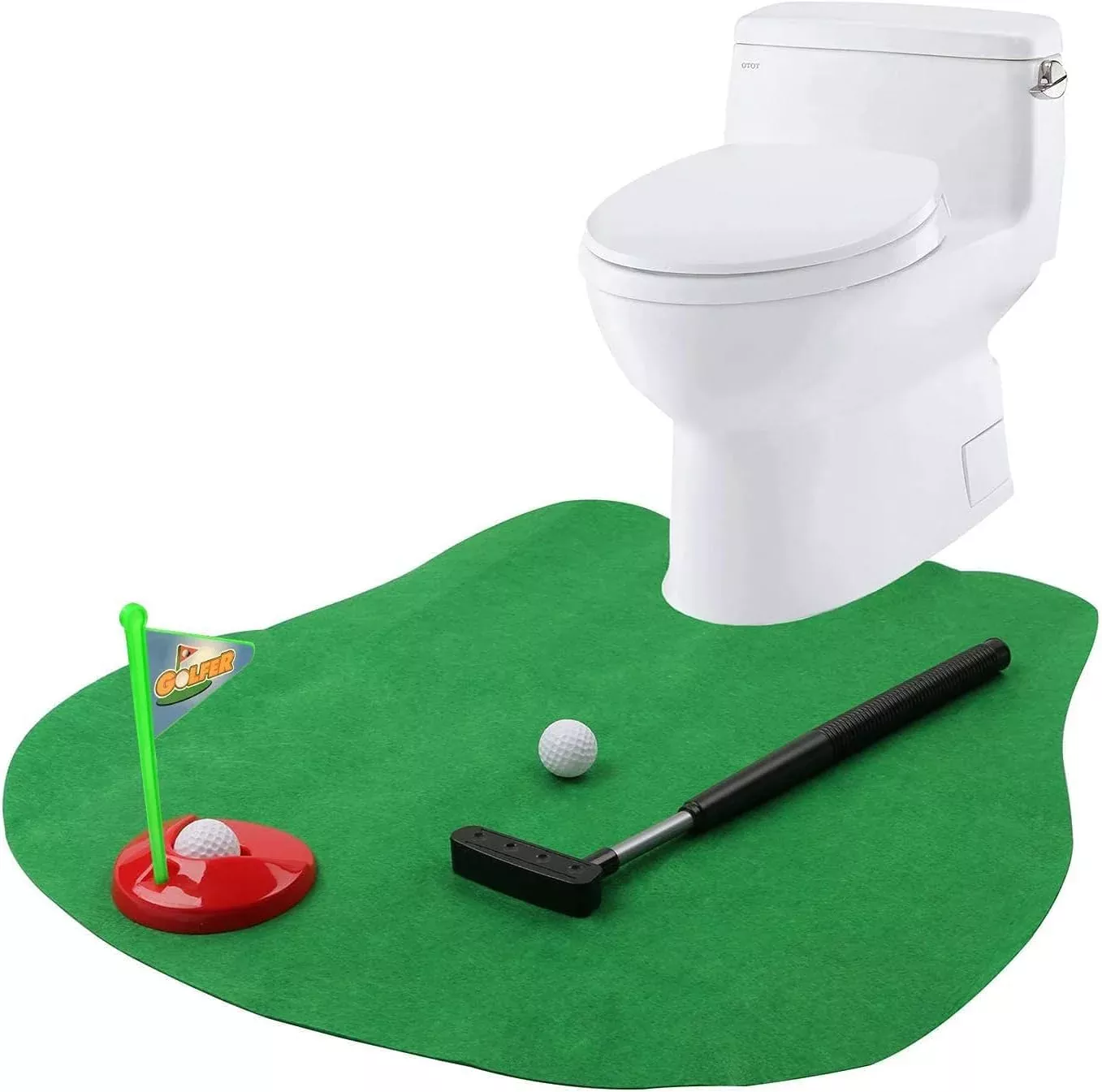 GOODLYSPORTS Toilet Golf Game - Mini Golf for Restrooms, Green, Small,
