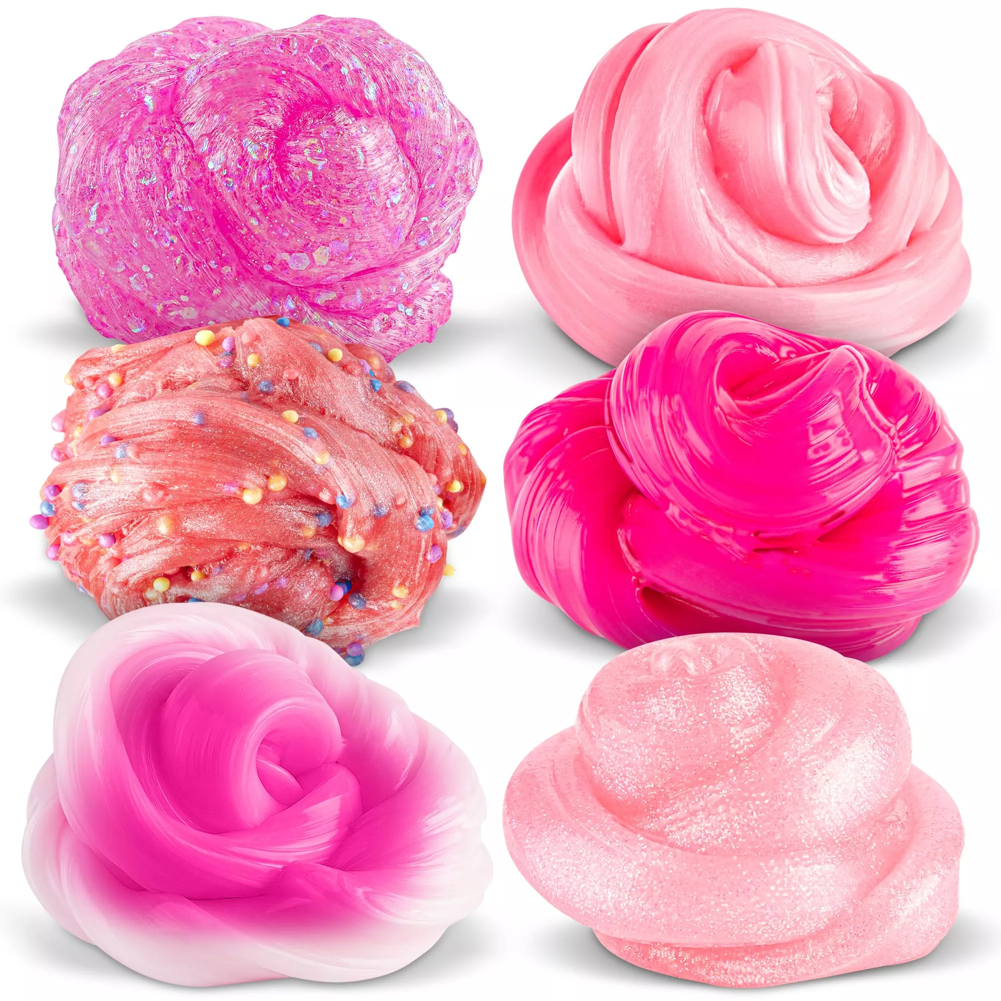 Goody Putty Sensory Fidget Toy Set, 6 Pink Slime Tins,